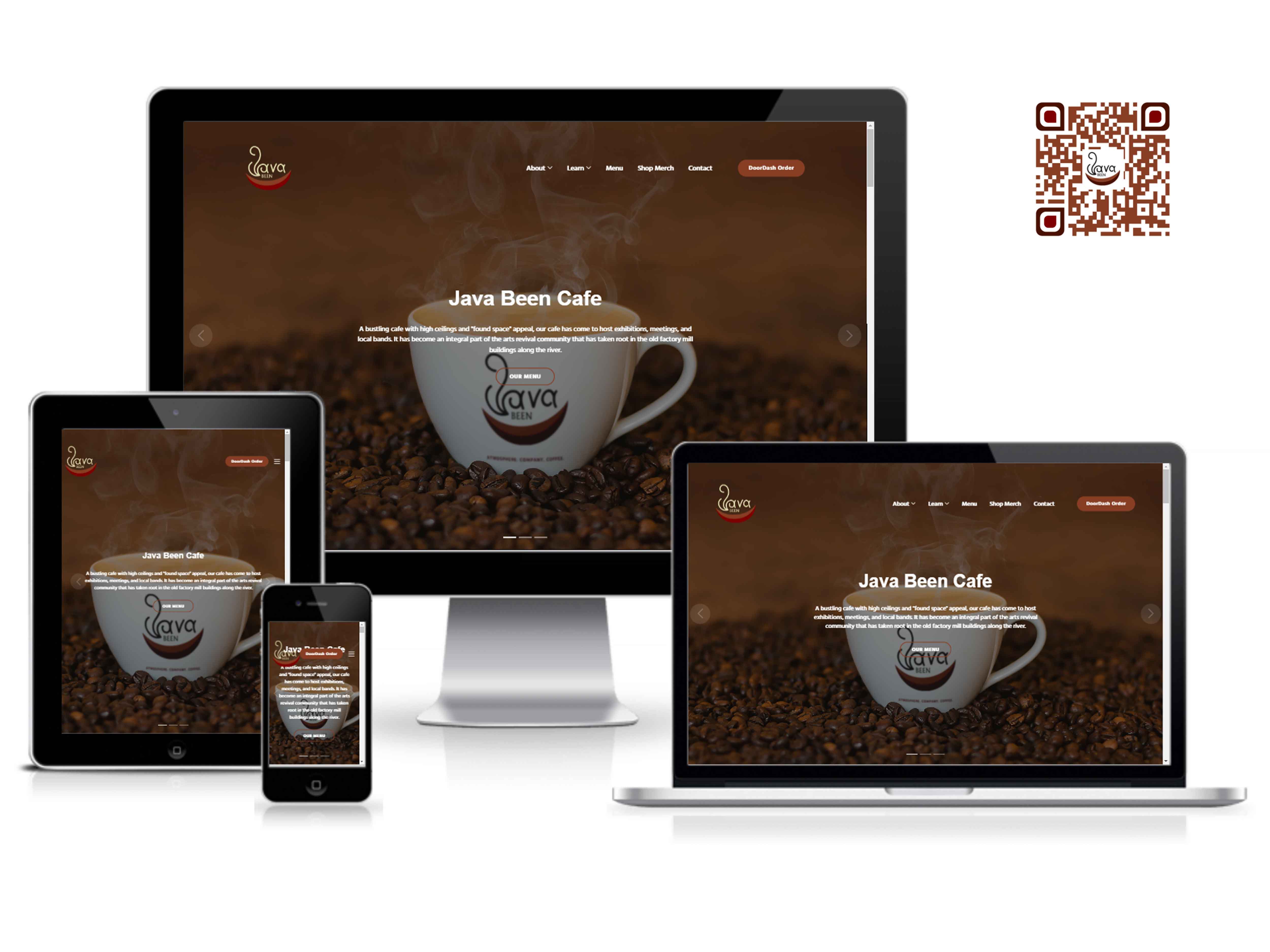 Java Been's Website wireframe and mockup